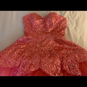 Deb pink sequenced semi formal/prom dress